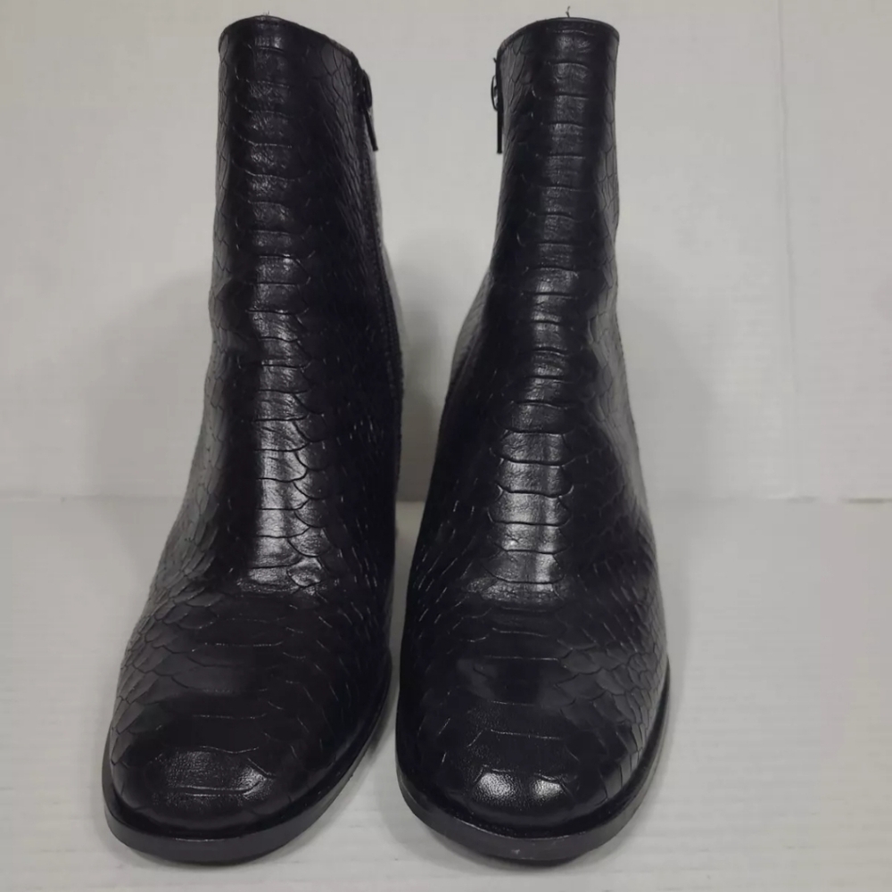 Antonio de Falia Camila Embossed Black Heeled Ankle Boots Women's size 8 Snake - Picture 4 of 9